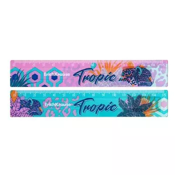 Линейка 15 см ErichKrause "Tropical", микс