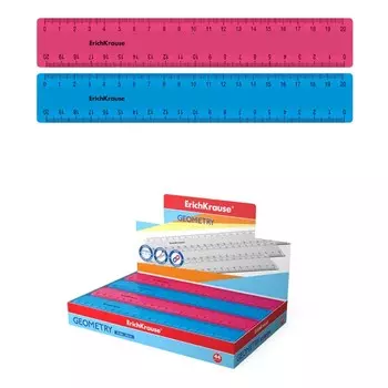 Линейка 20 см ErichKrause "Bubble Gum", пластик, микс из 2 цветов, в коробке-дисплее, ароматизированный пластик