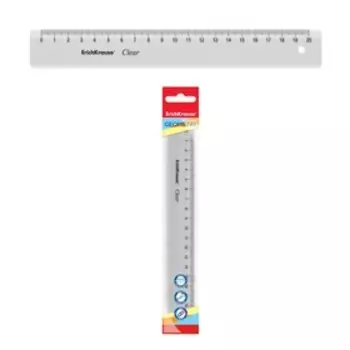 Линейка 20 см, ErichKrause Clear, прозрачная, в блистере