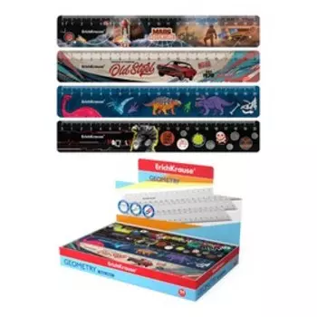 Линейка 20 см ErichKrause, пластиковая, в коробке-дисплее, МИКС