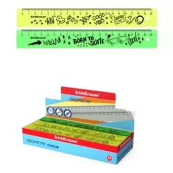 Линейка 20 см ErichKrause "Scooter Master", пластиковая, в коробке-дисплее, микс
