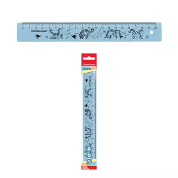 Линейка 20 см ErichKrause "Zen Cats", пластик, полупрозрачная, голубая, с рисунком, европодвес