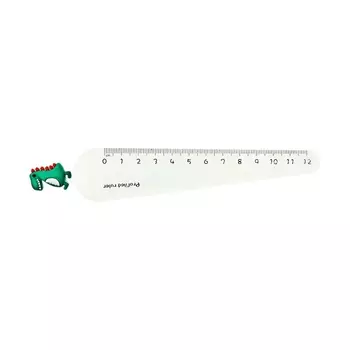 Линейка пластиковая 12 см "Динозаврик", зелёная