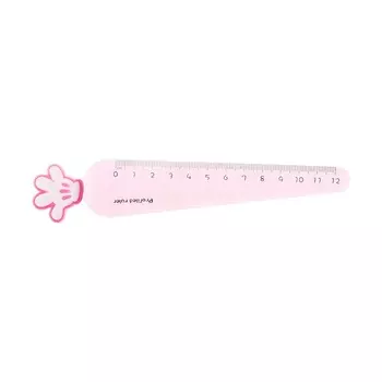 Линейка пластиковая 12 см "Лапка", розовая