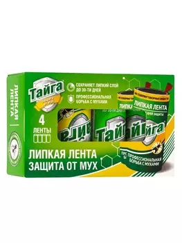 Липкая лента от мух «Тайга», 4 шт., в коробочке
