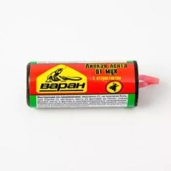 Липкая лента от мух " Варан", красная, 1 шт