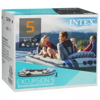 Лодка надувная Excursion 5, 5-местная, 366 х 168 х 43 см, вёсла алюминиевые, насос, до 600 кг, 68325NP INTEX