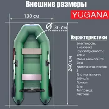 Лодка YUGANA 2400, цвет олива