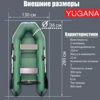 Лодка YUGANA 2800, цвет олива