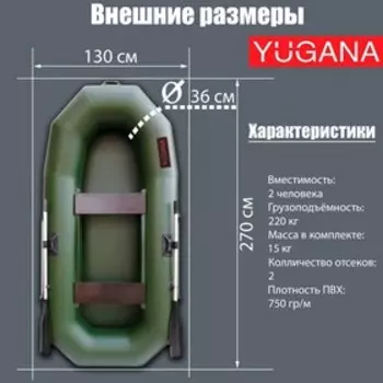 Лодка YUGANA Н 270, цвет олива