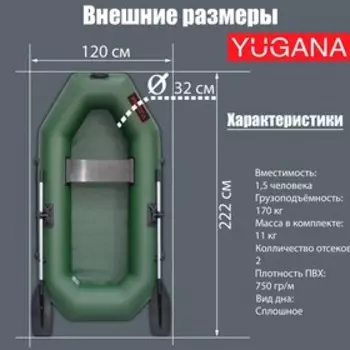 Лодка YUGANA S 222, цвет олива