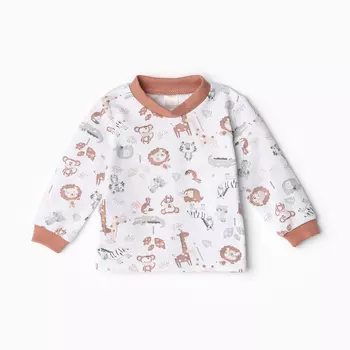 Лонгслив, цвет белый/зоопарк, рост 74