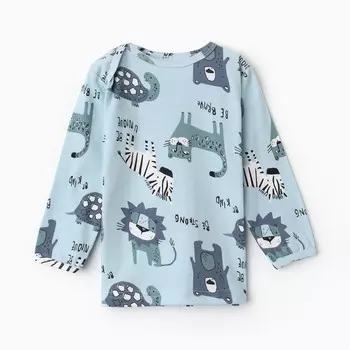 Лонгслив детский "Be strong", цвет голубой, рост 56 см