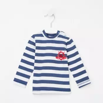 Лонгслив детский, цвет белый/индиго, рост 62 см