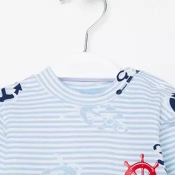 Лонгслив детский, цвет белый/якорь, рост 62 см