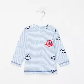 Лонгслив детский, цвет белый/якорь, рост 80 см