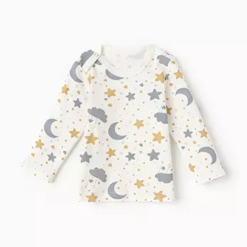 Лонгслив детский, рост 68 см, белый/звёздочки