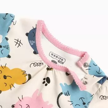 Лонгслив детский, цвет кремовый/котята, рост 86 см