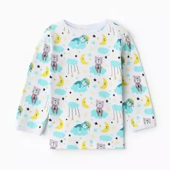 Лонгслив детский "Мишка на облаке", цвет белый, рост 86 см