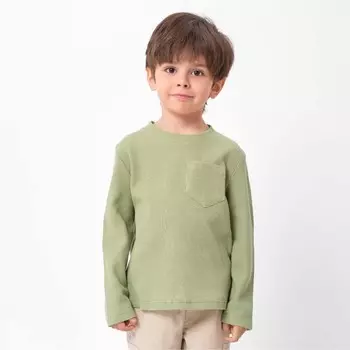 Лонгслив детский с карманом KAFTAN Basic line, размер 36 (134-140 см), хаки