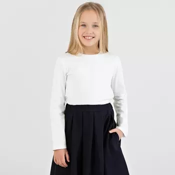 Лонгслив для девочек, рост 146 см, цвет белый