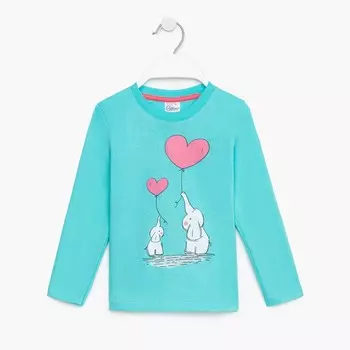 Лонгслив для девочки, цвет бирюзовый, рост 104 см