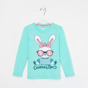 Лонгслив для девочки, цвет бирюзовый, рост 98