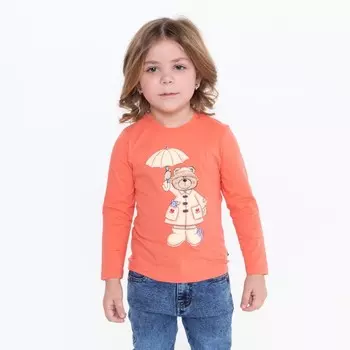 Лонгслив для девочки, цвет коралловый, рост 86 см