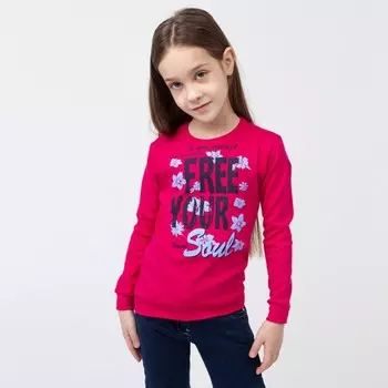 Лонгслив для девочки, цвет малиновый, рост 98-104 см