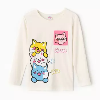 Лонгслив для девочки, цвет молочный, рост 152 см