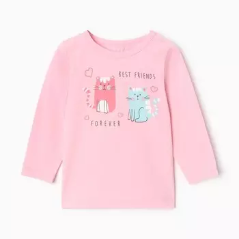 Лонгслив для девочки, цвет розовый, рост 68 см