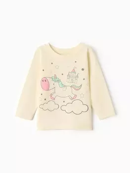 Лонгслив для девочки, рост 86 см, светло-бежевый