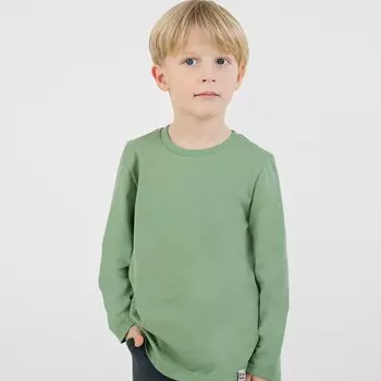 Лонгслив для мальчиков, рост 122 см, цвет зеленый