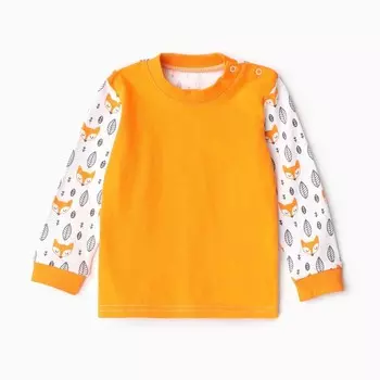 Лонгслив "Лисички", цвет морковный, рост 74 см