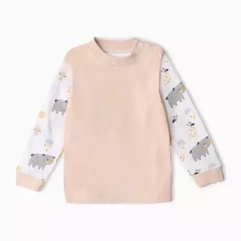 Лонгслив "Мишка в лесу", цвет песочный, рост 68 см