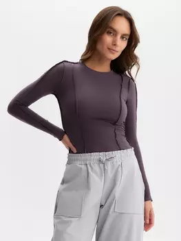 Лонгслив с декоративными швами MIST, размер 42, графитовый