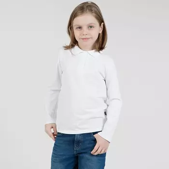 Лонгслив-поло для мальчиков, рост 146 см, цвет белый