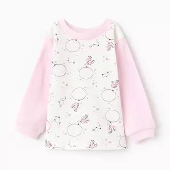 Лонгслив с длинным рукавом, цвет розовый/зайцы, рост 80