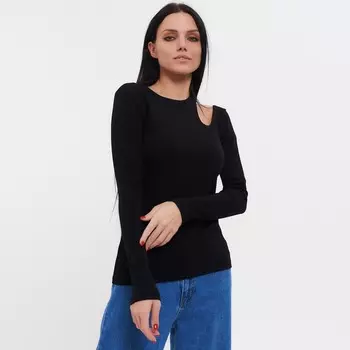 Лонгслив женский, цвет чёрный, размер 46 (L)