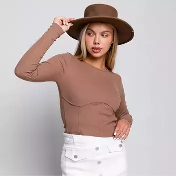 Лонгслив женский, цвет коричневый, размер 42-44