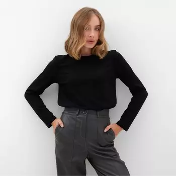 Лонгслив женский MINAKU: Basic line, чёрный, размер 46-48