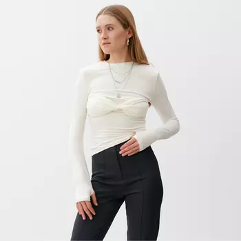 Лонгслив женский MINAKU: Casual Collection, молочный, размер 50