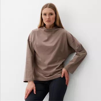 Лонгслив женский MINAKU: Casual Collection, шоколад, размер 52