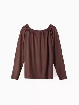 Лонгслив с открытыми плечами женский MIST, размер XS, коричневый