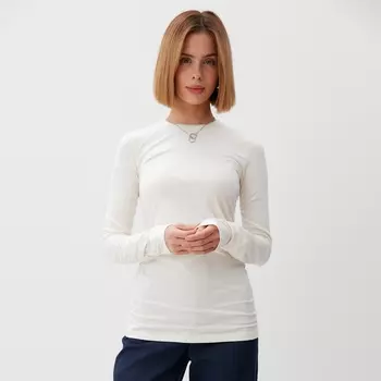 Лонгслив со сборкой женский MINAKU: Casual Collection, цвет экрю, размер 44