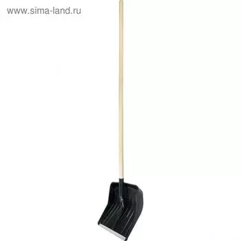 Лопата пластиковая, ковш 360 × 405 мм, с планкой, деревянный черенок 1 сорт, «Сибртех»