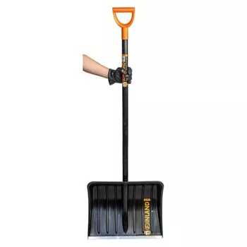 Лопата пластиковая, ковш 390 500 мм, с оцинкованной планкой, деревянный черенок, FINLAND