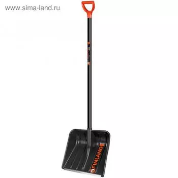 Лопата пластиковая, ковш 410 410 мм, с металлической планкой, деревянный черенок, с ручкой