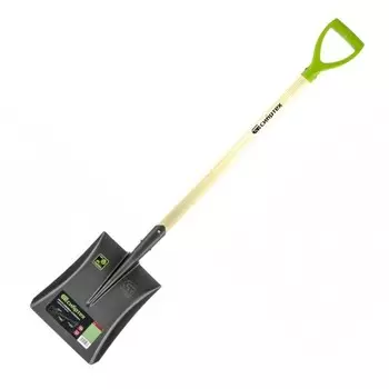 Лопата совковая, деревянный лакированный черенок, с V-образной ручкой