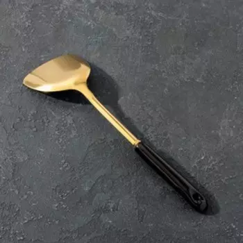 Лопатка из нержавеющей стали Base, длина 34,5 см, цвет ручки чёрный, цвет металла золотой